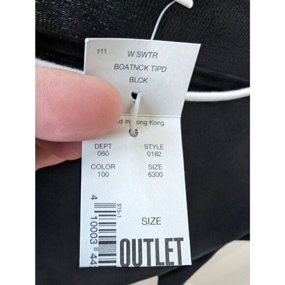 NWT Eddie Bauer Boatneck Cotton Sweater Long Sleeve Black Women Size Large - Picture 4 of 5